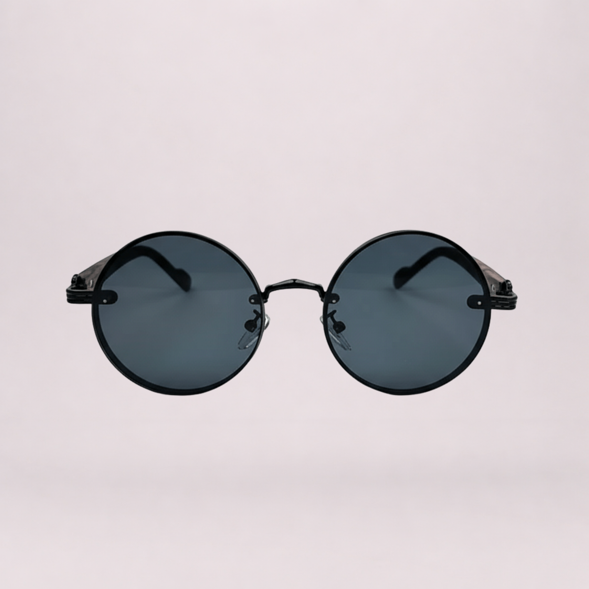 Retro Steampunk Round Sunglasses - Black
